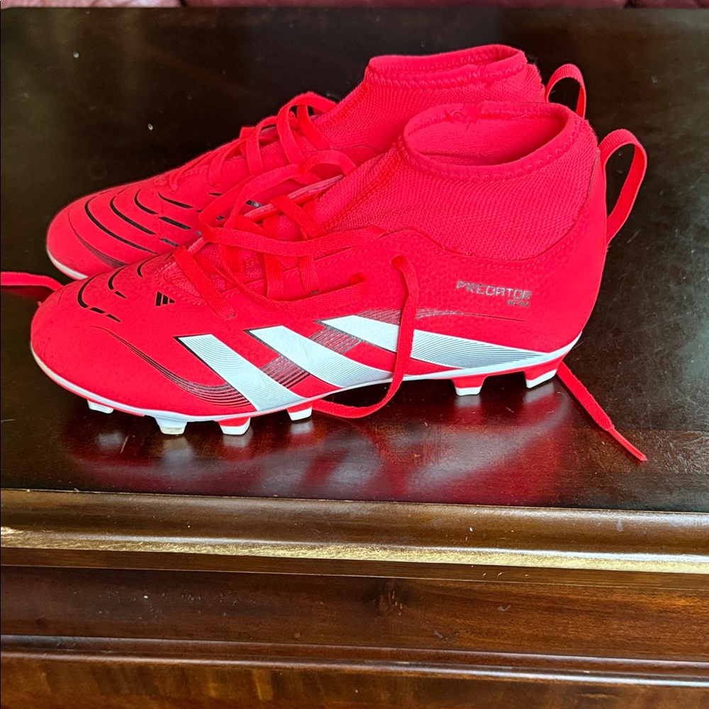 Adidas Kids Red and White Soccer Sneakers